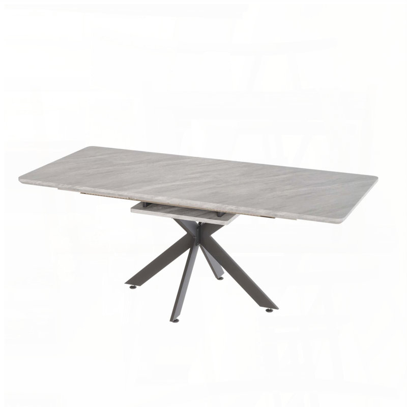 Extendable Grey Dining Table with Black X-Shape Legs (62.4" to 78.15")