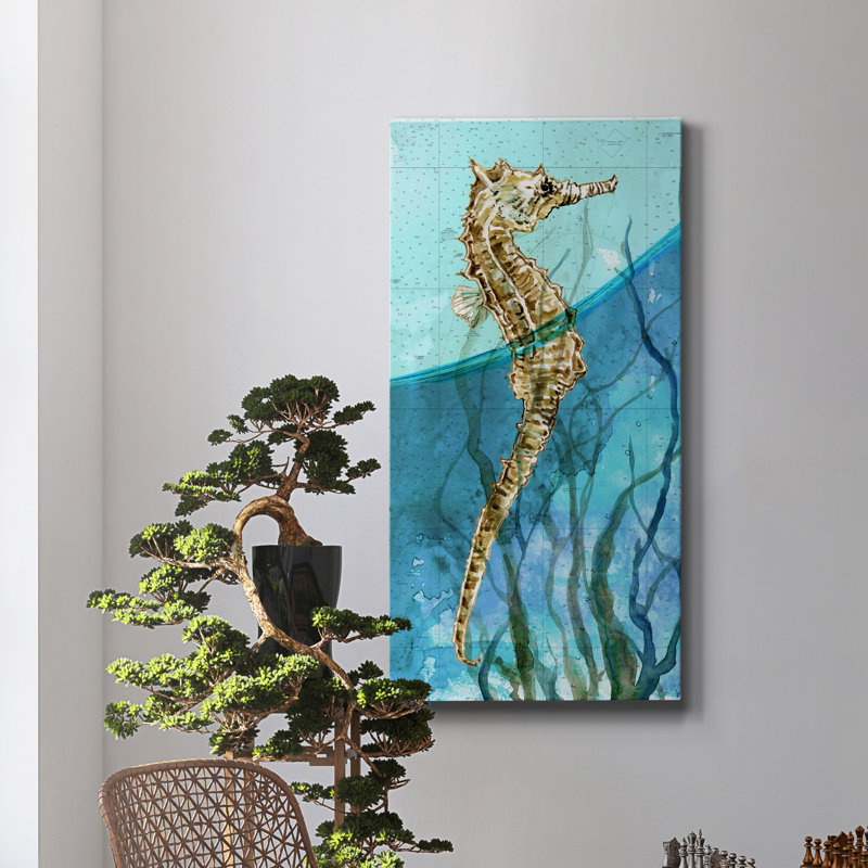 Atlantic Seahorse - peinture sur toile tendue, H 40 po x l 20 po x P 1,5 po