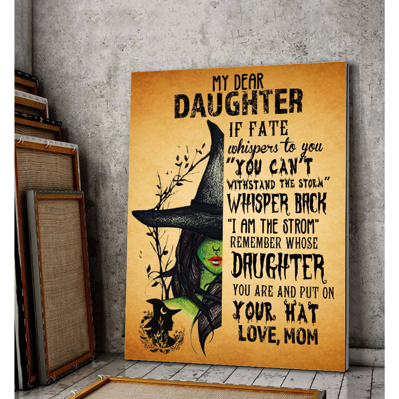 «My Dear Daughter, You Are The Storm», toile tendue pour décor de fille, noir et vert, H 36 po x l 24 po x P 2 po
