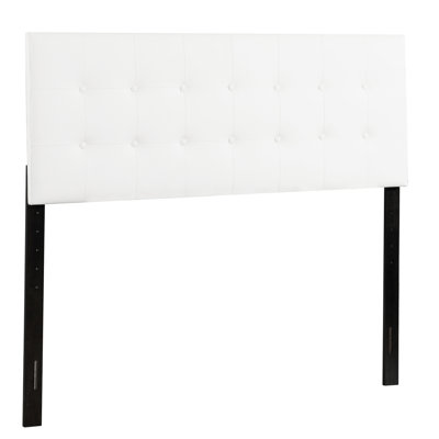 Grand lit à hauteur ajustable avec tête de lit en similicuir chic blanc - 41 à 53 pouces