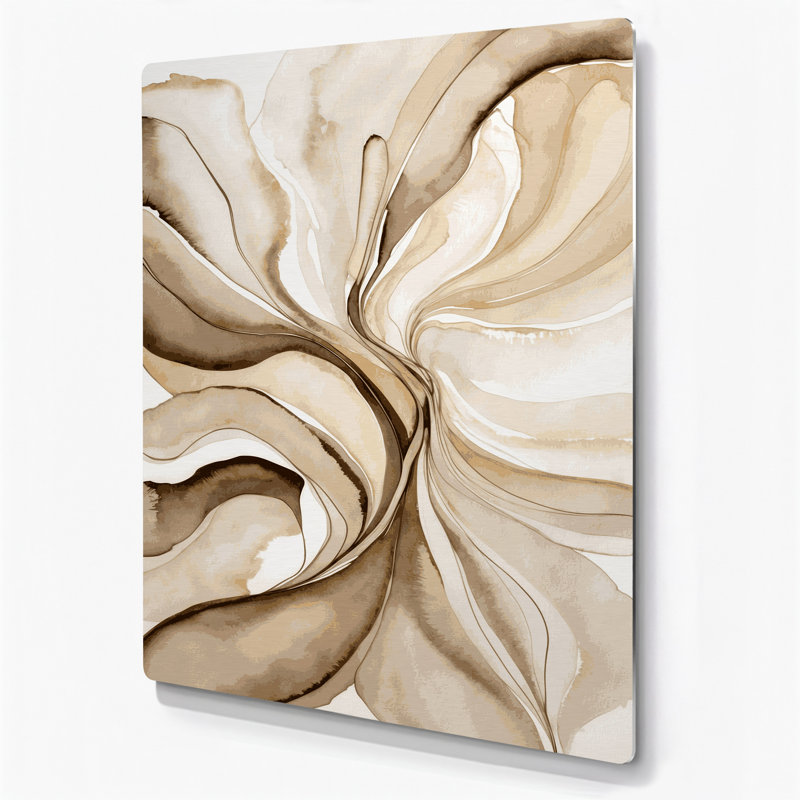Watercolor Abstract 29 Beige Metal Wall Art, 18" H x 12" W