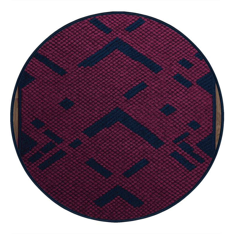 Machine Washable Trellis Purple Area Rug, Round 7'