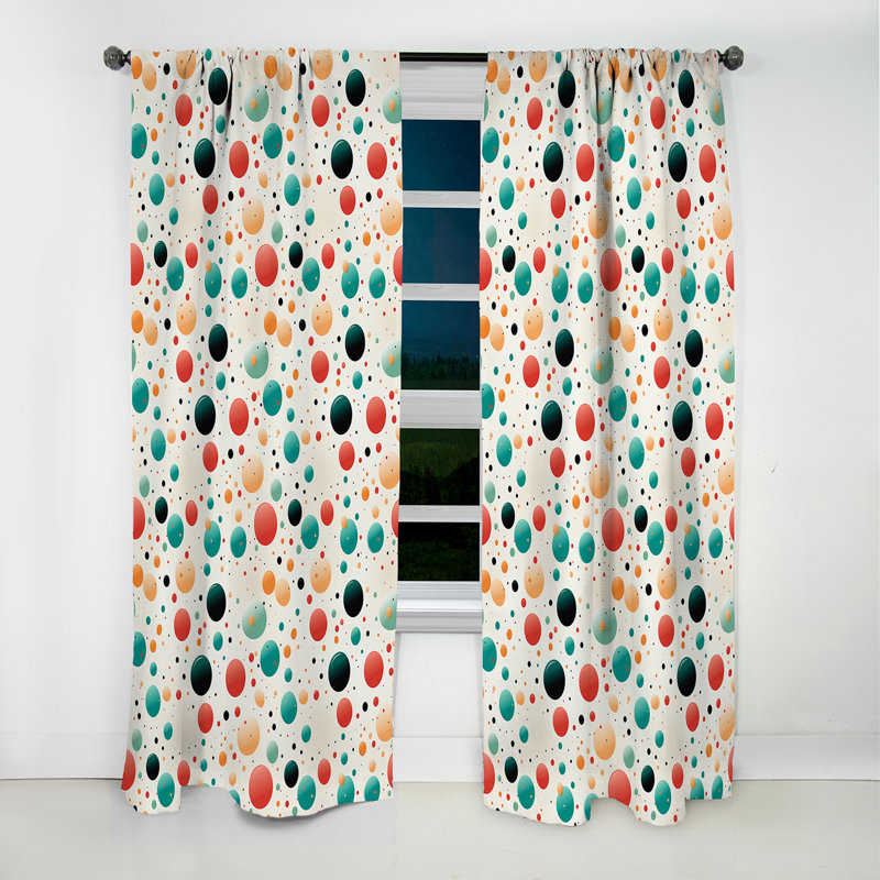 Retro Revival Polka Dots Pattern - Abstract Curtain - Blackout Abstract Curtain - 1 Panels, 52" W x 95" L