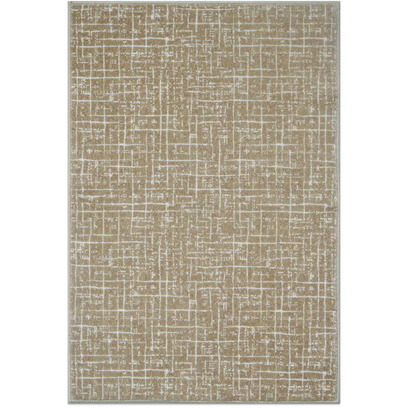 700G Woven - Like Warm Brown Grid American Style Carpet, Rectangle 4' x 6'