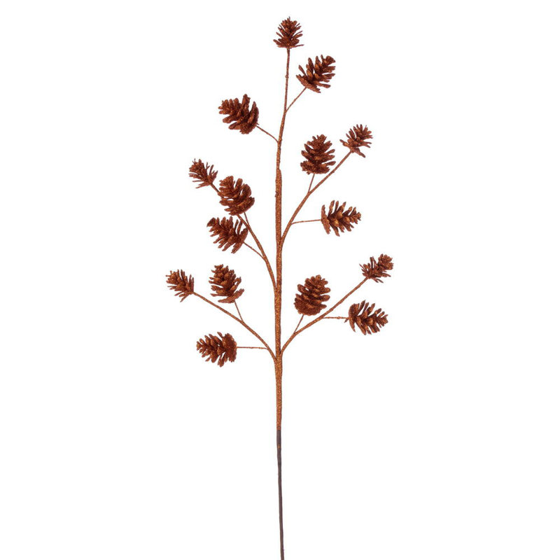 Vickerman 24" Artificial Mocha Pinecone Glitter Spray 6/Bag., Orange