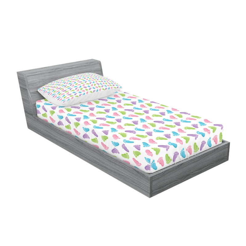 Drap-housse et coussin décoratif Ambesonne, gris, blanc, noir, Ensemble de draps-housses pour lit simple + 2 taie