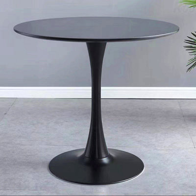 Table ronde, table de salle à manger moderne, table de salle à manger, plateau en panneau de fibres à densité moyenne et base tulipe en acier, table de cuisine, table basse de style Mid-Century pour le salon de 24 pouces