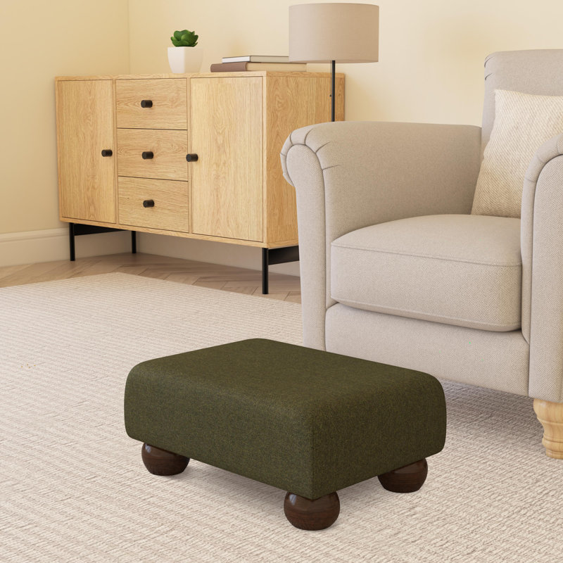 Autryville Wood Bun Feet - Fabric, Mahogany, Poz, Cyprus Green