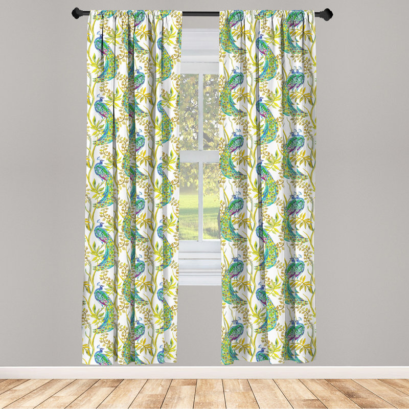 Peacock Semi-Sheer Rod Pocket Curtain Panels, 28" x 95"