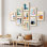 Art mural encadré, ensemble de galerie, collage, symbole coloré, variété de formes abstraites, art moderne, style bohémien minimal pour salon, bureau, chambre à coucher - 11 po x 14 po x 9 po, naturel