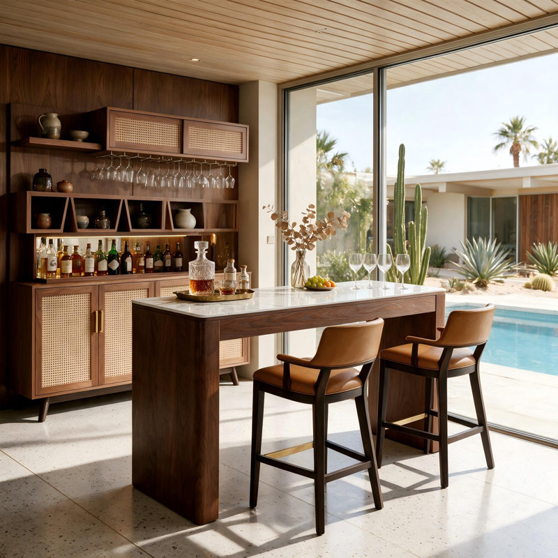 63 " L Solid Wood Home Bar