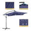 Parasol de patio 8,2 pi à DEL en porte-à-faux décalé avec base, parasol d'extérieur toutes saisons pour terrasse-994264193