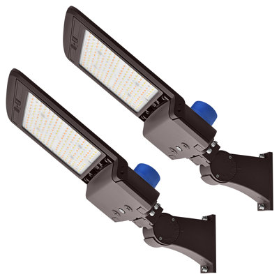 Luxrite Adjustable LED Shoebox Light, 0-35º Tilt, 3CCT, Dusk to Dawn Photocell, 100/120/150W, Up to 22950LM, IP65, Dimmable, UL & DLC Listed 2 Pack