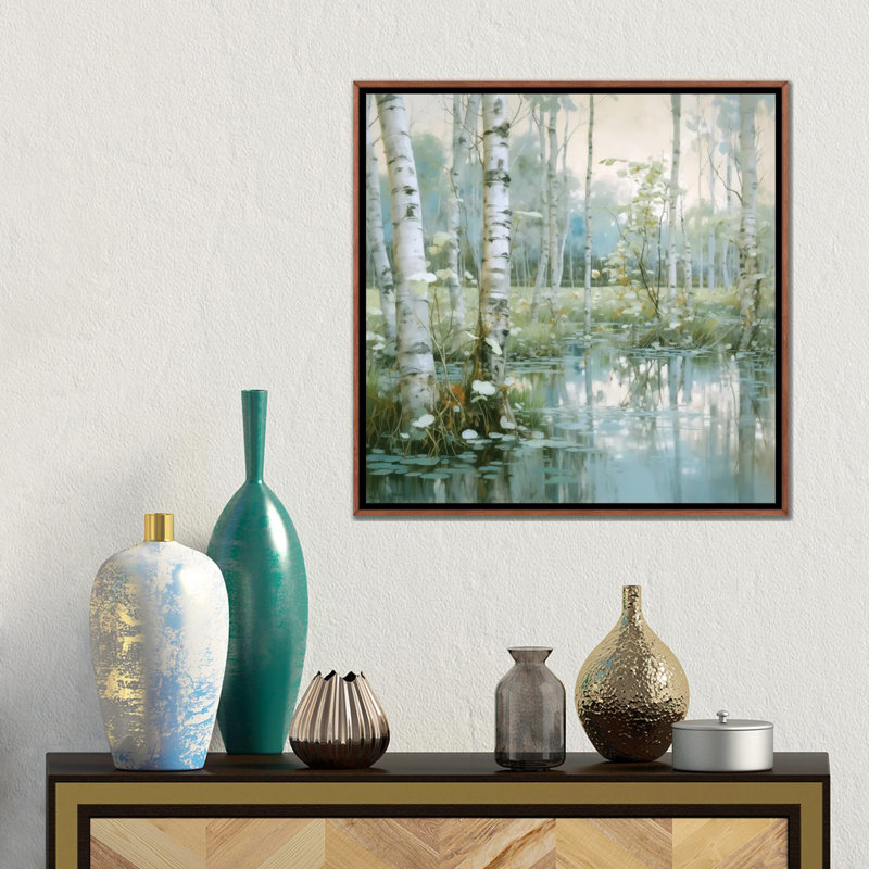 Spring Birchwood - reproduction d'art murale encadrée, Brun, Reproduction encadrée sans passe-partout, H 18 po x l 18 po