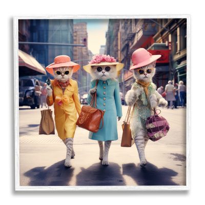 Az-195-Wood " Trendy Cat Trio " by Ray Powers