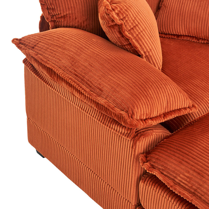Fauteuil et repose-pieds de 56,3 po de large Schade, Velours côtelé orange