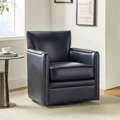 Fauteuil club pivotant en cuir véritable Arsim
