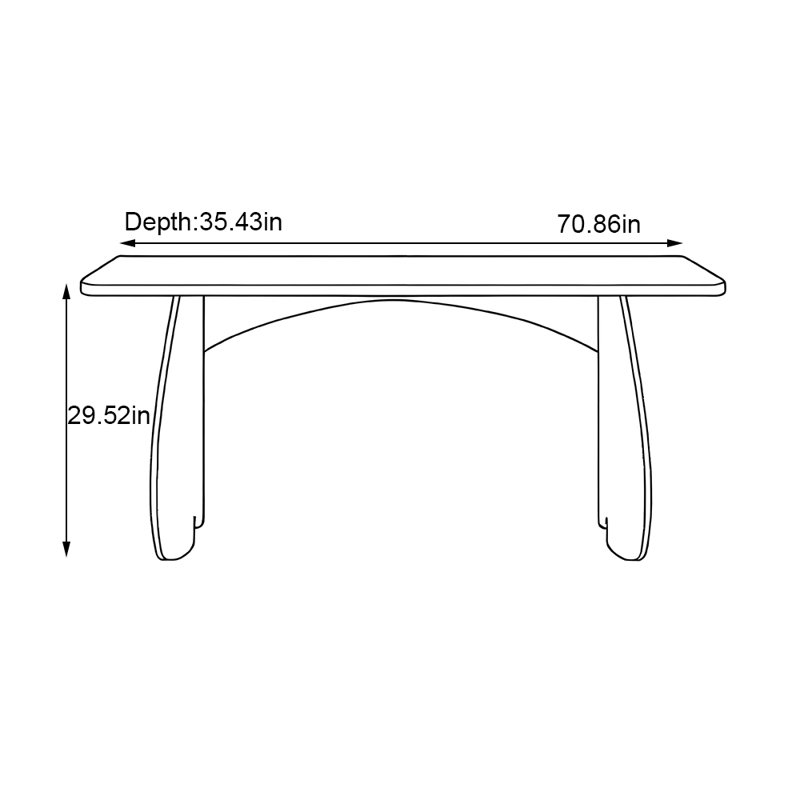 Small rectangular simple modern meal table, 29.53"H x 70.86"L x 35.43"W