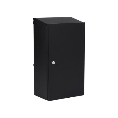 Secure Galvanised Steel Large Gate and Railings Postbox - Black - 55x30x20cm