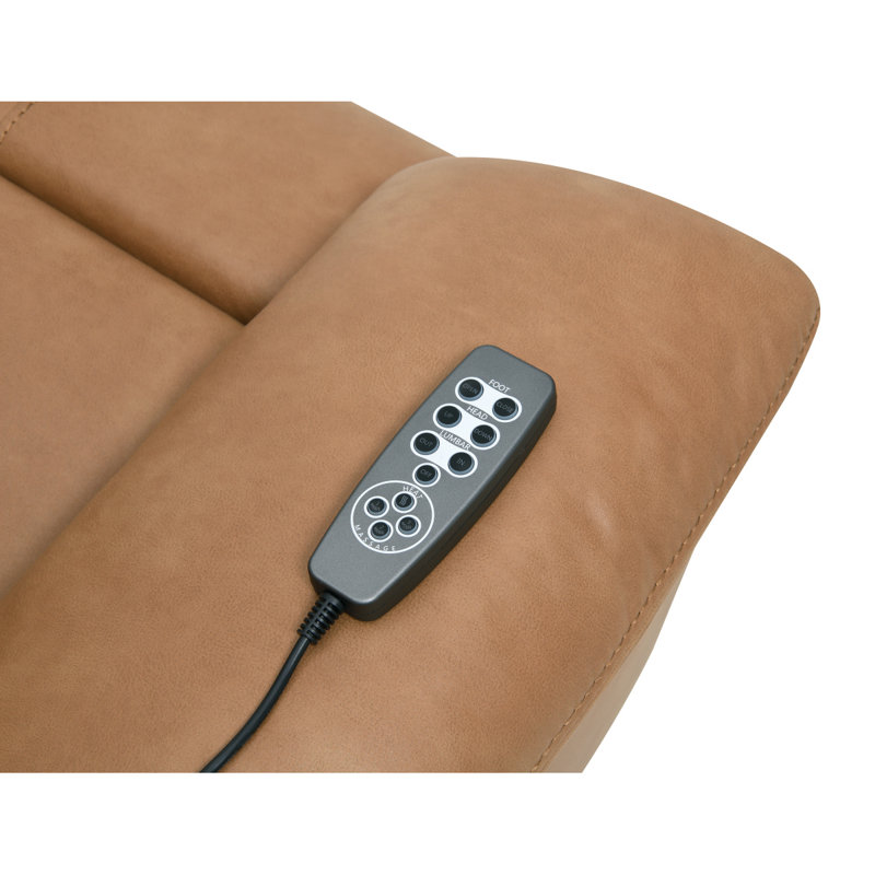 Fauteuil inclinable électrique en cuir brun Aire de Chavis avec port USB et appui-tête électrique