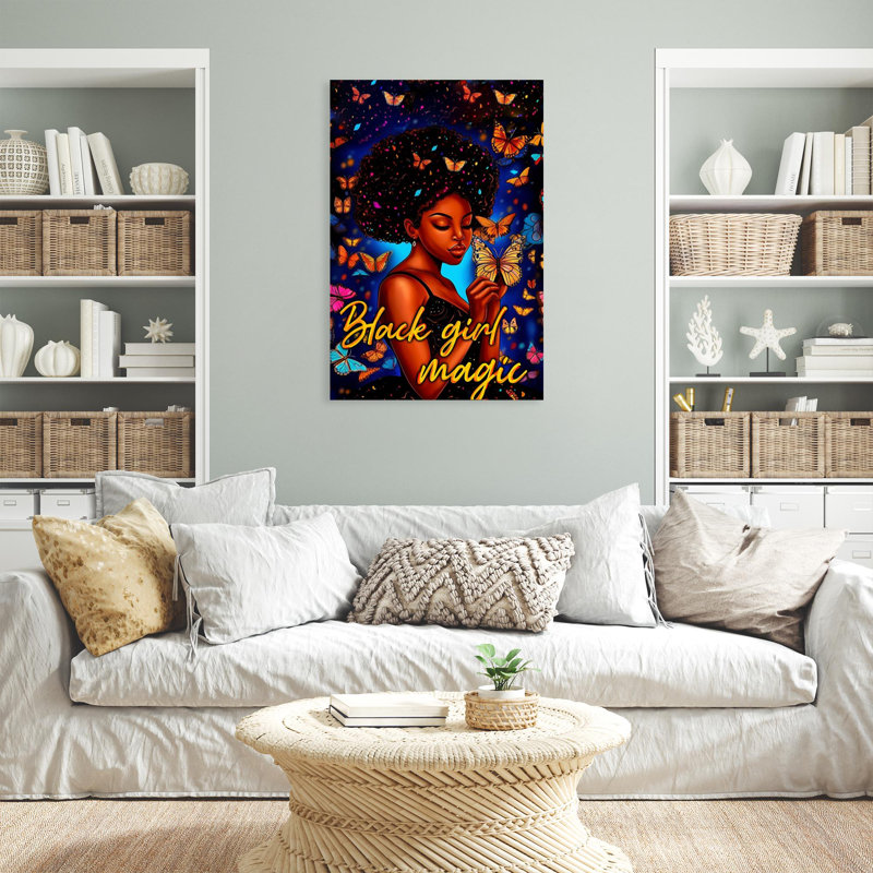 «Black Girl Magic 2», impression rectangulaire 1 pièce «Black Girl Magic 2» sur toile, H 36 po x l 24 po x P 1,25 po