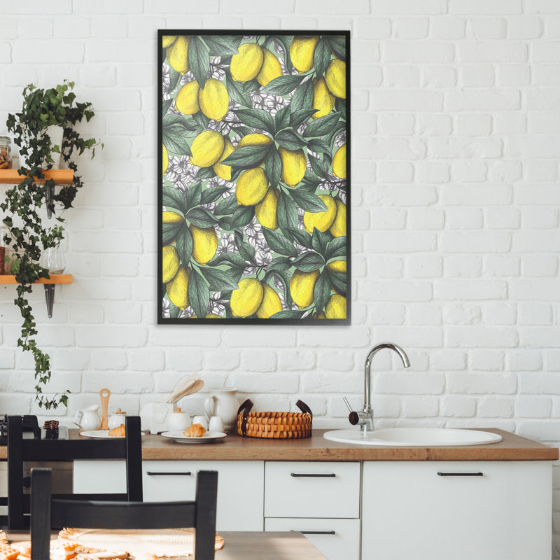 «Under The Lemon Tree», estampe numérique, design par Cecilia Battaini, H 30 po x l 20 po, Giclée encadrée noir minuit