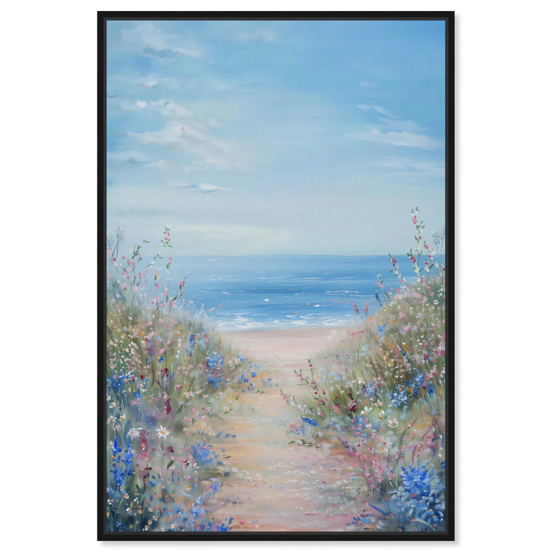 To To The Ocean Monet Coastal par Art Remedy, Noir, Reproduction encadrée sans passe-partout, H 16 po x l 11 po