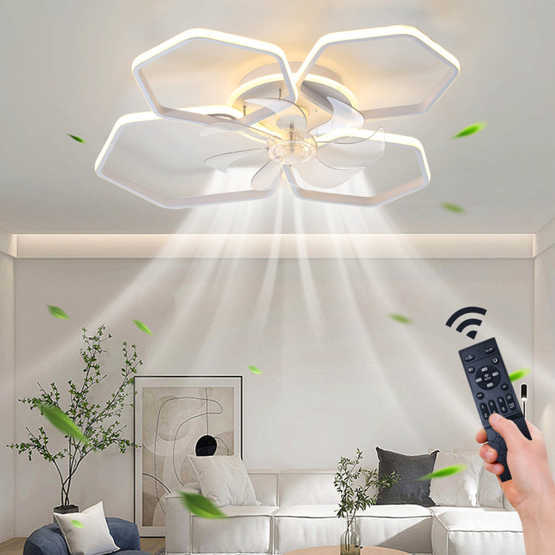 30Inches Ceiling Fan With Lights Remote Control Dimmable Led, 6 Gear Wind Speed Fan Light