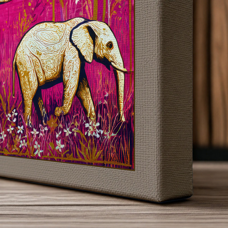 Elephants Among Stars Tropical - Print, 30x20 - 76.2 x 50.8 cm, Taupe Border