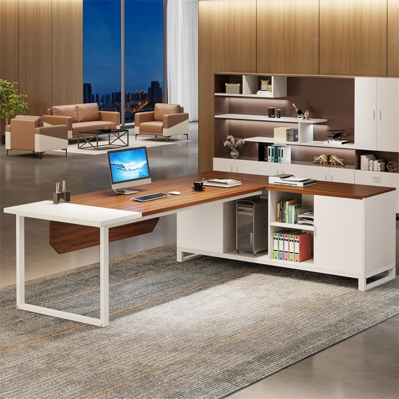 Bureau de direction de 70,8 po avec classeur de 55 po (sans la chaise)