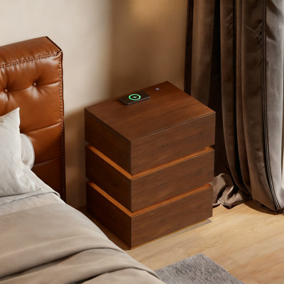 3-Drawer LED Smart Nightstand with Light