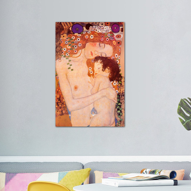 «Mother And Child» par Gustav Klimt, reproduction sur toile tendue sur châssis, H 26 po x l 18 po x P 1,5 po, Toile tendue