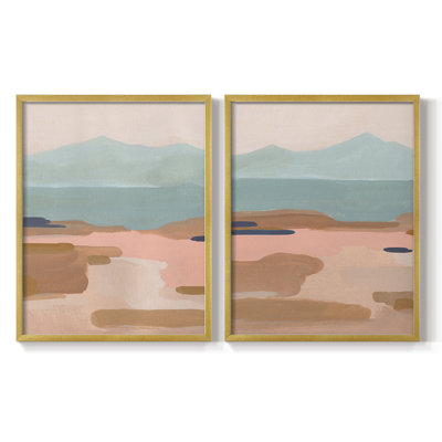 «Desert Sunrise I», reproduction encadrée de qualité supérieure - prête à être accrochée - aucun clou requis - aucun clou requis