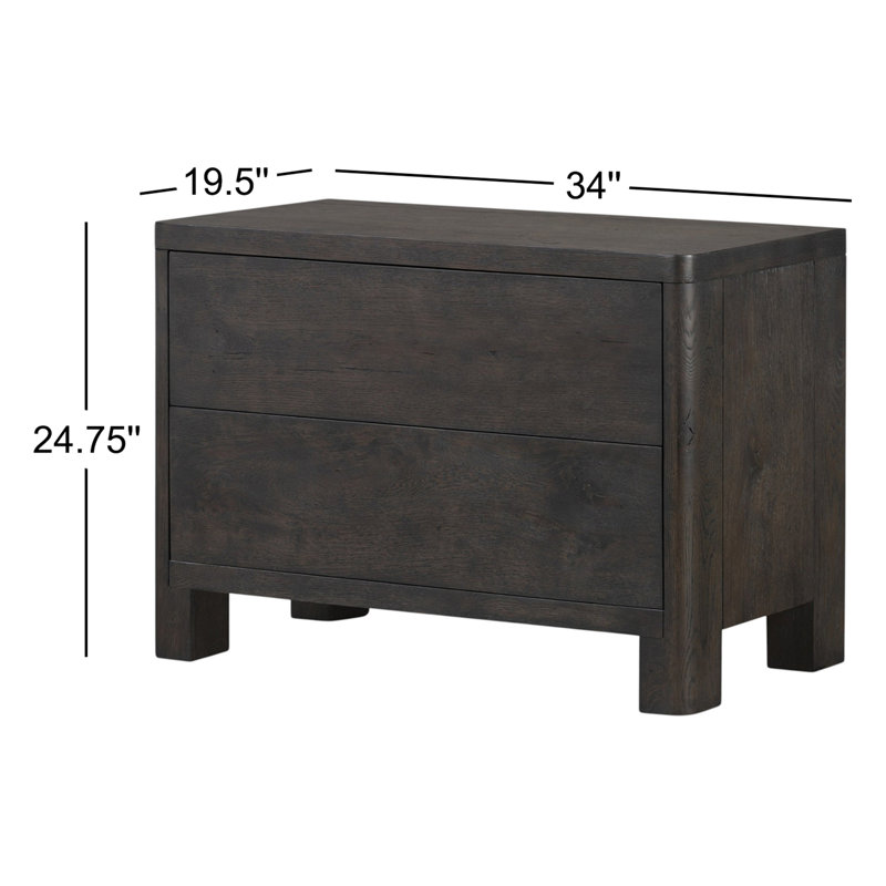 Noeline Nightstand-Smoked Black Oak Veneer, Smoked Black Oak