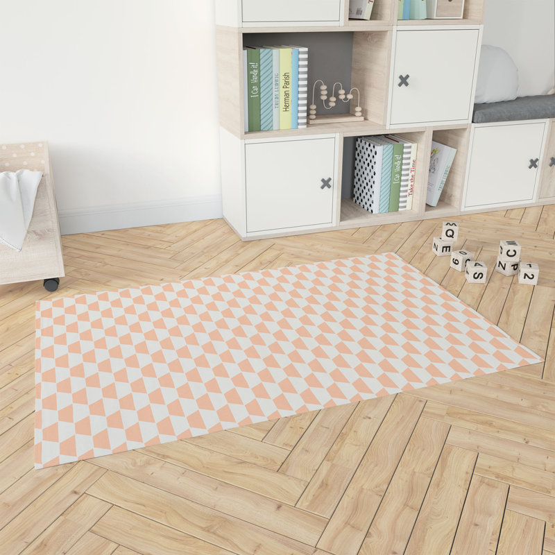 Hex Kids Play Mat, Rectangle 3' x 5', Peach/Orange