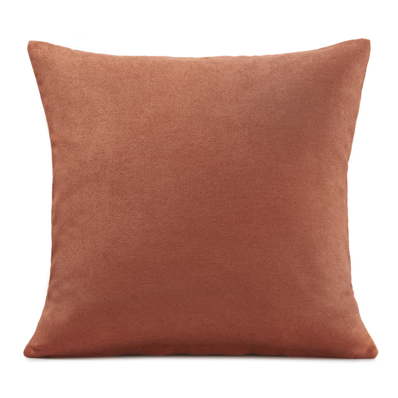 Velvet Feel Chenille Scatter Cushion Cover, Orange, 55 cm x 55 cm