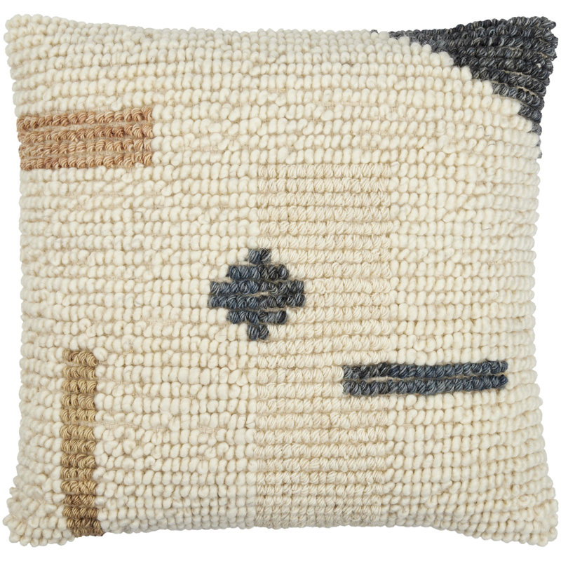Sand Dunes Geometric Wool Blend Reversible Pillow Cover, 18"H x 18"W