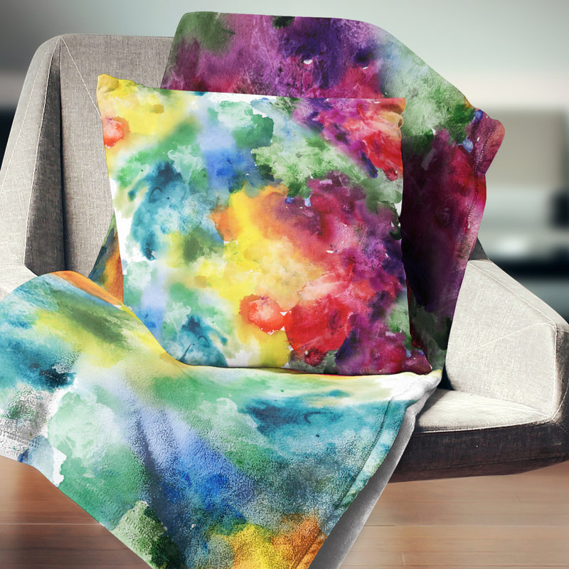 Texture abstraite aquarelle - coussin abstrait imprimé, Coussin décoratif, 16 po x 1 po
