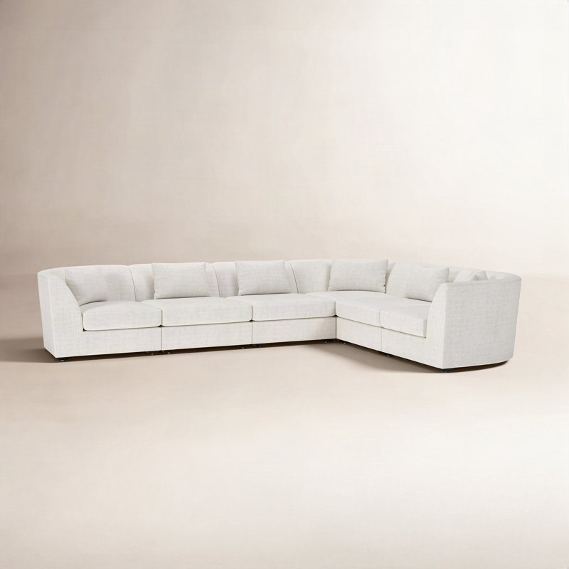 Krista 6-PC Curved Modular Sectional, Monique Oyster Textured Chenille