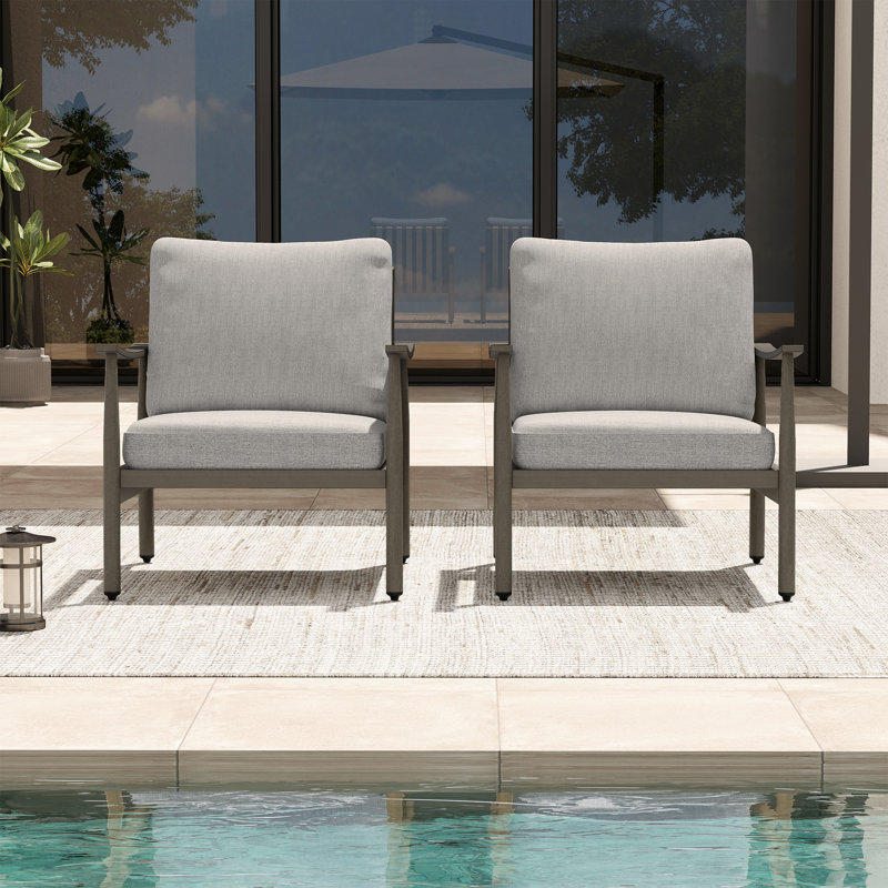 Mariene Aluminum Outdoor Lounge Chair, Gray, Brown