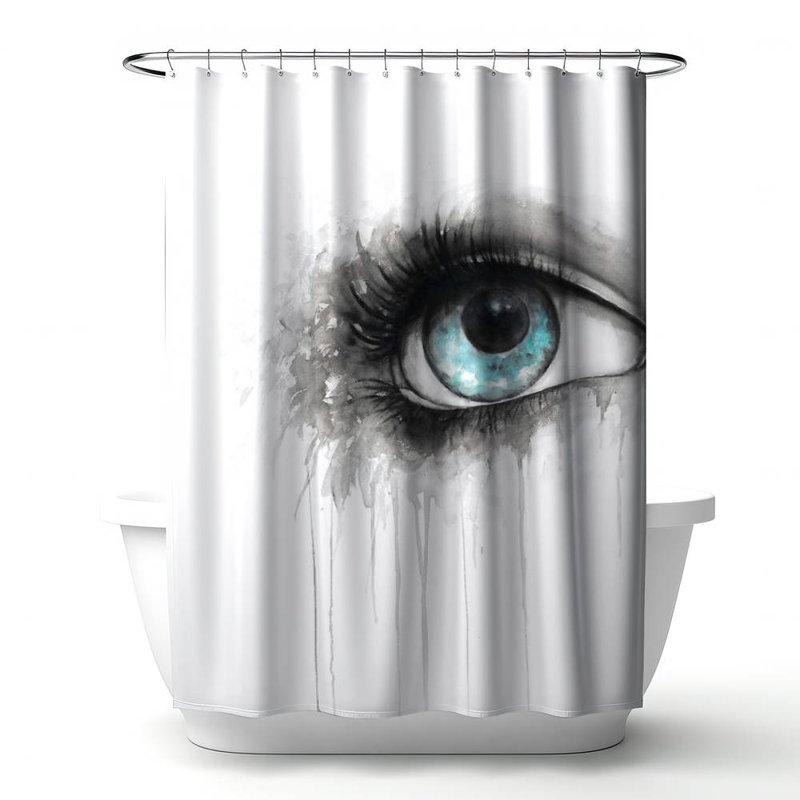 Shower Curtain FI53 – Polyester Shower Curtain, Dye Sublimation Print, 71" W × 74" L