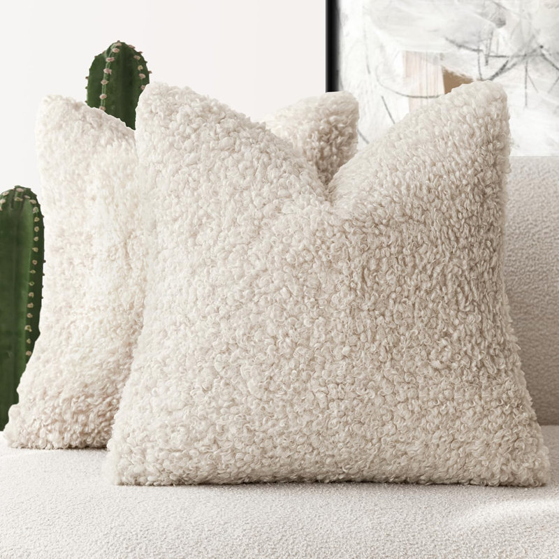 Housse de coussin décoratif en fausse fourrure 2 pièces 2 pièces Housse de coussin décoratif Sherpa