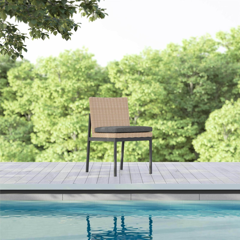 Terra Wicker Patio Dining Side Chair with Cushion