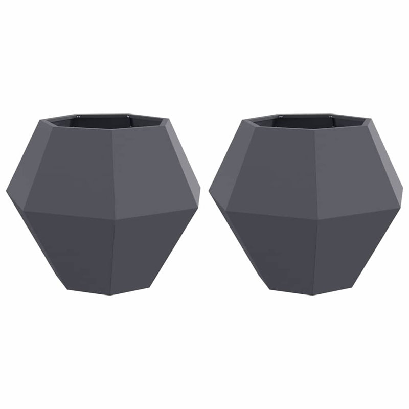 Planter 2 Pcs Steel, 60cm H x 75cm W x 75cm D, Anthracite