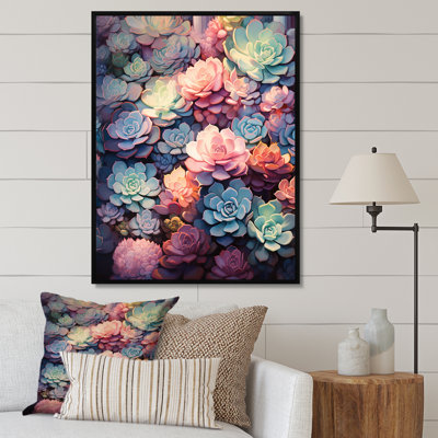 «Kouklia Colorful Succulents Dreams On», reproduction sur toile