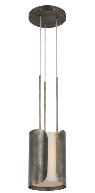 Anne-Marie Barton Armise Pendant with Nova Frost, 242" H x 7.5" W, Mottled Pewter, White