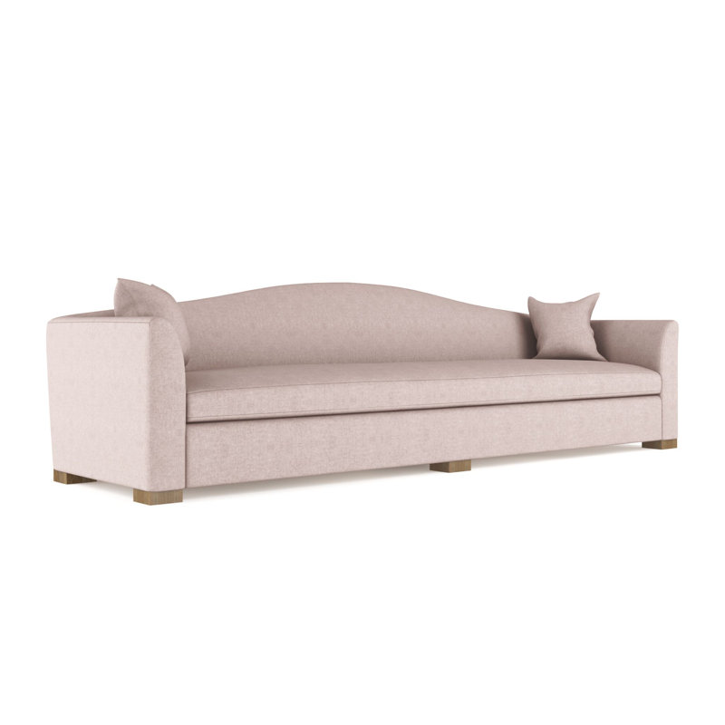 Canapé extra long Horatio Camelback Taper, H 33 po x l 120 po x P 36 po, Patiné, Peluche velours rosé