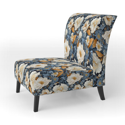 Fauteuil de chambre bleu et beige Ranunculus Boho