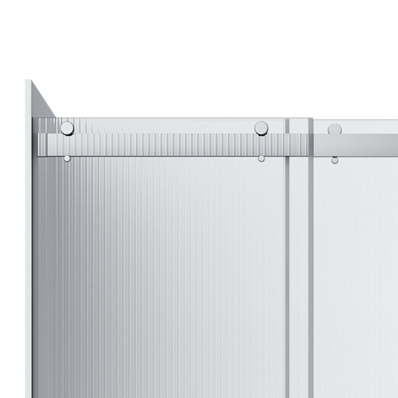Ensemble de douche rectangulaire sans cadre en chrome avec finition en verre cannelé l 60 po x P 32 po x H 76 po Molly