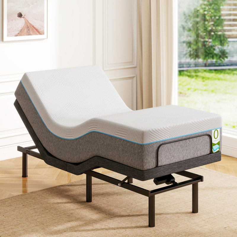 Structure de lit réglable Modern Modern avec matelas de 12 po, télécommande sans fil, fonction anti-ronflement, assemblage sans outil